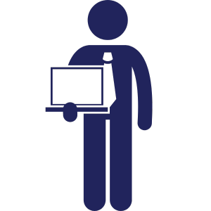 Icon of man with laptop